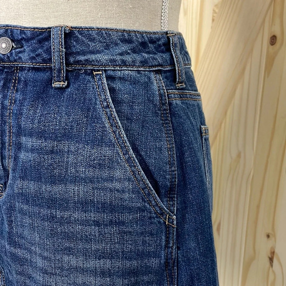 American Eagle Women’s Denim Hi-Rise Festival Mini Skirt Size 6 Blue Frayed - Picture 5 of 13